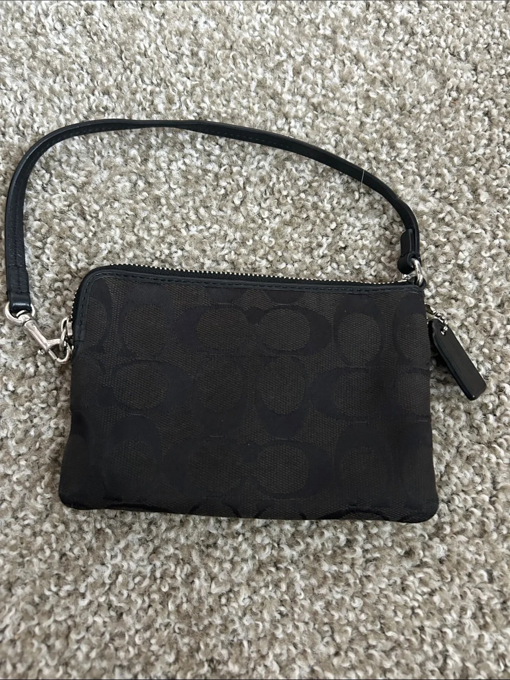 Coach Black Signature Canvas Wristlet